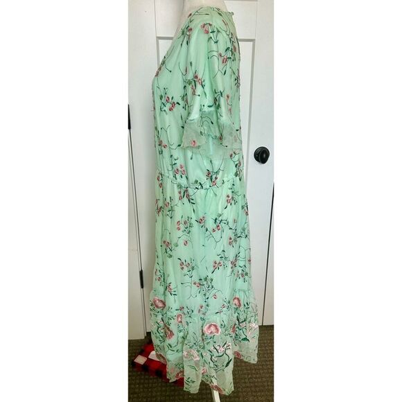 Sweet Salt Floral Embroidered Maxi Dress Mint Green and Pink Plus Size XL - Picture 3 of 8
